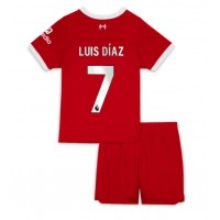 Liverpool Luis Diaz #7 Hemmaställ Barn 2023-24 Korta ärmar (+ Korta byxor)